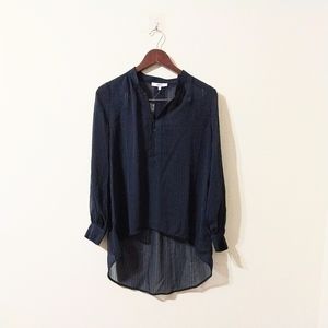 Ro & De XS blue hi-lo sheer blouse